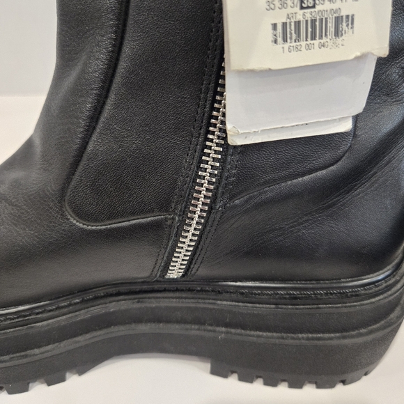 Zara Black Ankle Boots Women's Size 7.5 Track Sole Zip-up - Picture 8 of 15